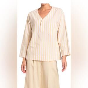 NWT! CLUB MONACO Striped Easy Popover Shirt Size Medium